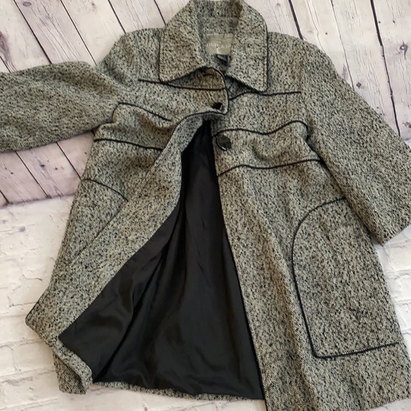 Women Mac  & Jac black and gray tweed three button jacket size large preowned - Picture 11 of 14